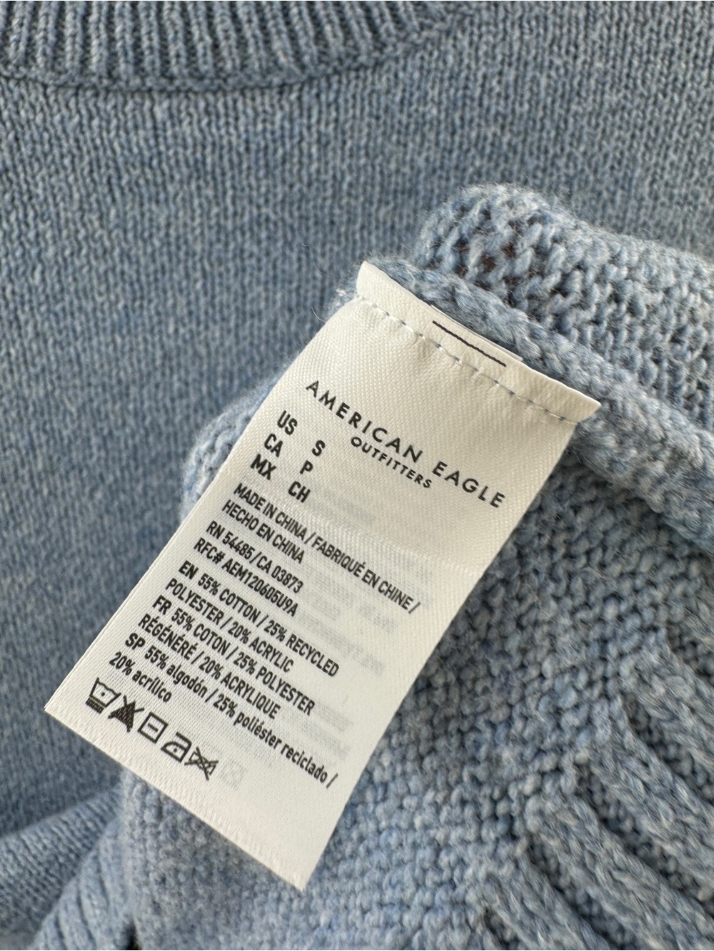 American Eagle Blue Mock Neck Sweater Women's Small Cotton Blend - Picture 5 of 8